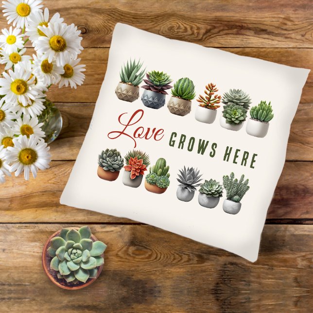 Succulte Love Grow here Kussen (Creator heeft geüpload)