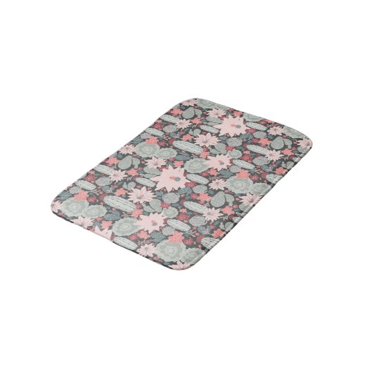Succulte Planten en cactus in roze Mint Patroon Badmat (Gekanteld)