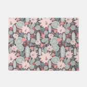 Succulte Planten en cactus in roze Mint Patroon Deurmat (Voorkant)