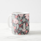 Succulte Planten en cactus in roze Mint Patroon Koffiemok (Voorkant links)
