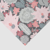 Succulte Planten en cactus patroon in roze groen Tissuepapier (Detail)