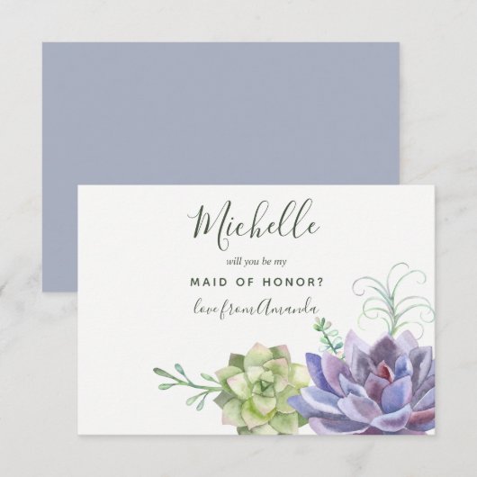 Succulte planten zullen je mijn eerbetoon zijn kaart (Voorkant / Achterkant)