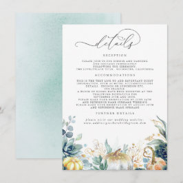 Succulte Pumpkins Gold Leaves Wedding Details En Informatiekaartje