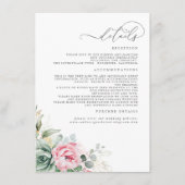 Succulte roze finale bruiloft details informatiekaartje (Voorkant)