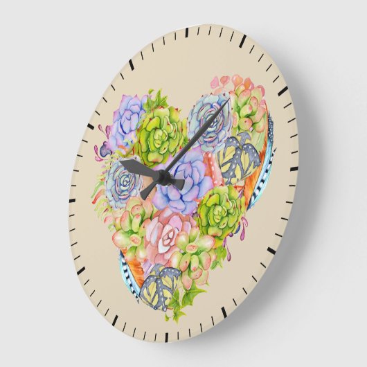 Succulte wandklok met hart (Hoek)