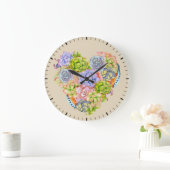 Succulte wandklok met hart (Huis)