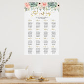 Succulte waterverf Wedding Seating Chart Poster (Keuken)