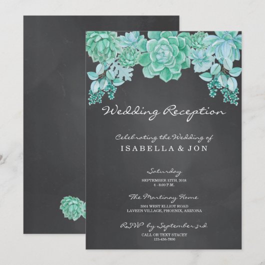 Succulturen op het bord van de bruiloft slechts On Kaart (Voorkant / Achterkant)