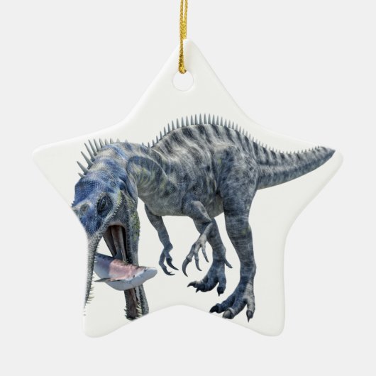 Suchomimus Dinosaur die een haai eet Keramisch Ornament (Voorkant)