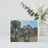 Suchomimus en Tyrannosaurus Meet Briefkaart (Staand voorkant)