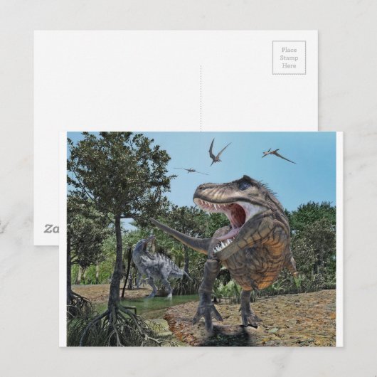 Suchomimus en Tyrannosaurus Meet Briefkaart (Voorkant / Achterkant)