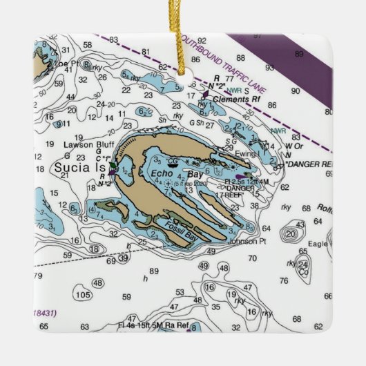 Sucia Island WA Chart Keramisch Ornament (Voorkant)