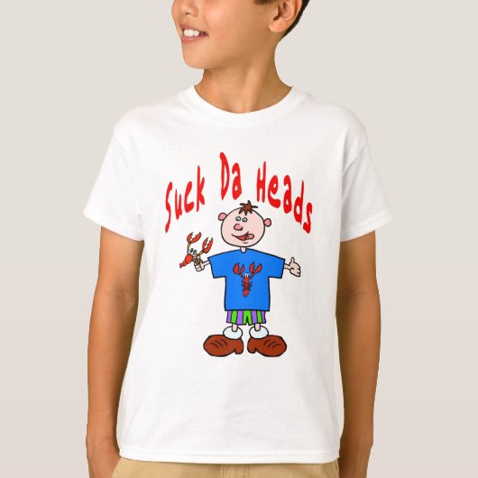 Suck Da Heads: Kinder rivierkreeft Cartoon T-shirt (Voorkant)