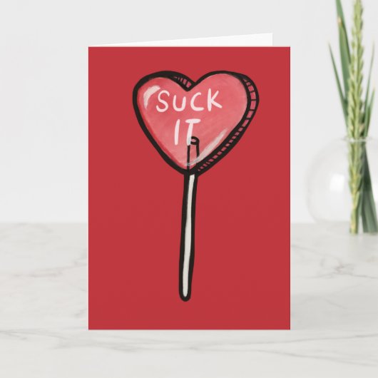 Suck het Anti Valentine Heart Sucker Kaart (Voorkant)