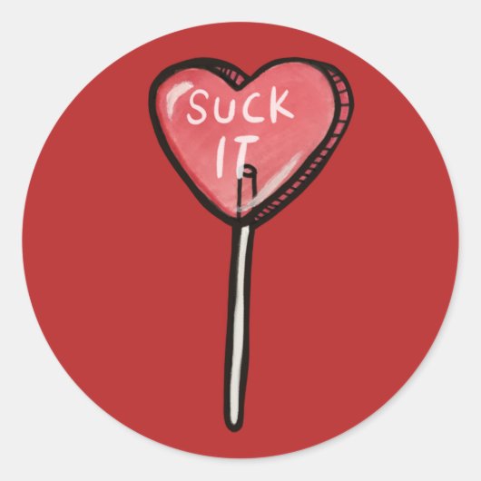 Suck het Anti Valentine Heart Sucker Ronde Sticker (Voorkant)