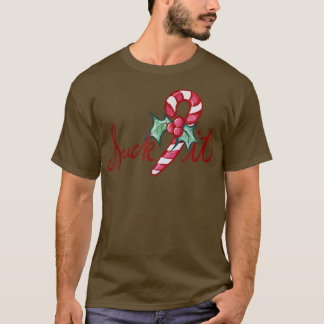 Suck het met kerstsnoepriet t-shirt