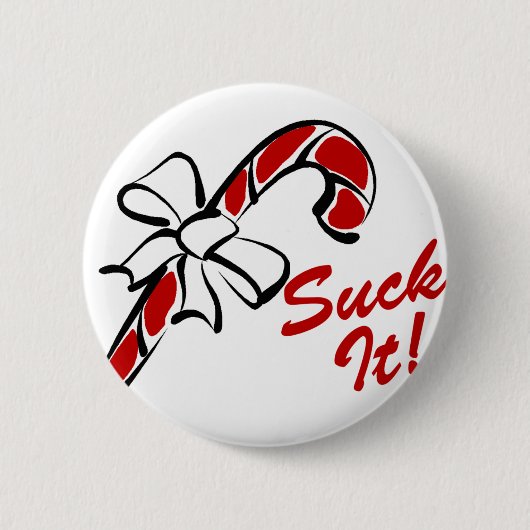 Suck it Candy Cane Ronde Button 5,7 Cm (Voorkant)