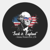 Suck-it Engeland Grappig 4 juli George Washingto Ronde Sticker (Voorkant)