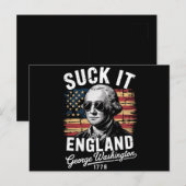 Suck It England, 4 juli George Washington 1776 Briefkaart (Voorkant / Achterkant)