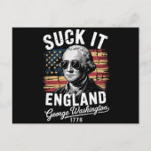 Suck It England, 4 juli George Washington 1776 Briefkaart (Voorkant)