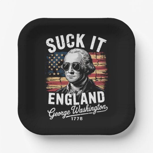 Suck It England, 4 juli George Washington 1776 Papieren Bordje (Voorkant)