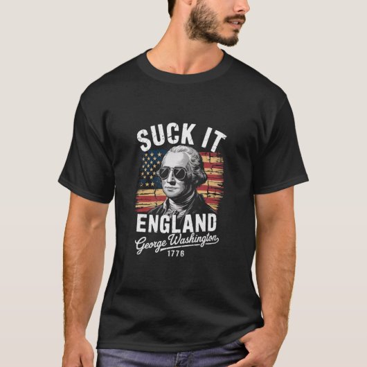 Suck It England, 4 juli George Washington 1776 T-shirt (Voorkant)