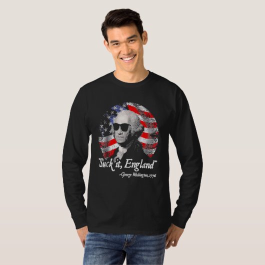 Suck it England 4 juli George Washington 1 T-shirt (Voorkant volledig)