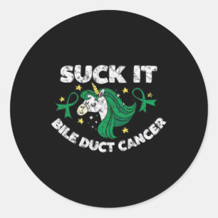 Suck It Galweg Kanker Fun Quote met Eenhoorn 1 Ronde Sticker