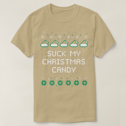 Suck mijn kerstSnoep koppels volwassen Humor Lover T-shirt (Design voorkant)