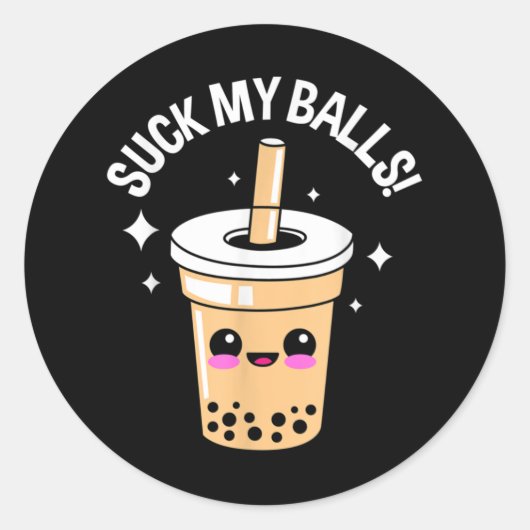 Suck My Balls Boba Ronde Sticker (Voorkant)