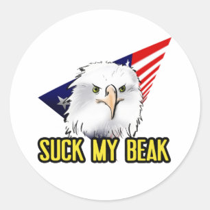 Suck My Beak American Eagle Humor Ronde Sticker