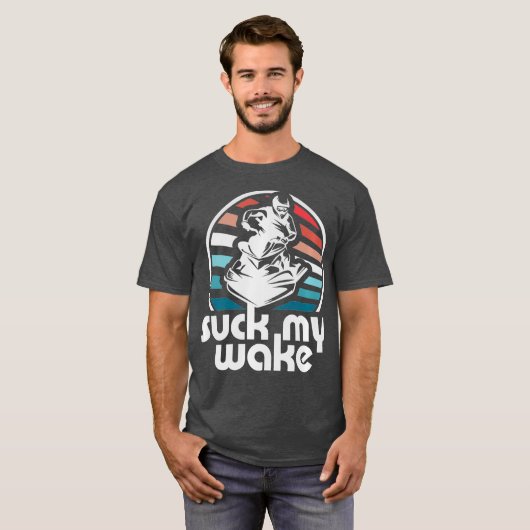 Suck My Wake Jet Ski Retro 70s Funny Jet Skiing T-shirt (Voorkant volledig)