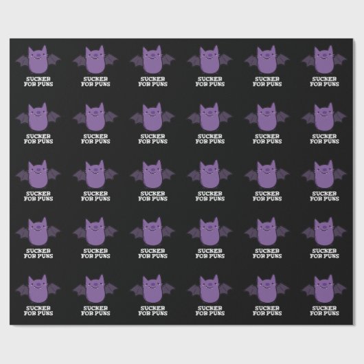 Sucker for Puns Funny Baby Bat Pun Dark BG Cadeaupapier (Vlak)