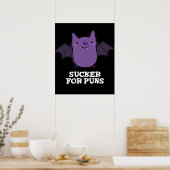Sucker for Puns Funny Baby Bat Pun Dark BG Poster (Keuken)
