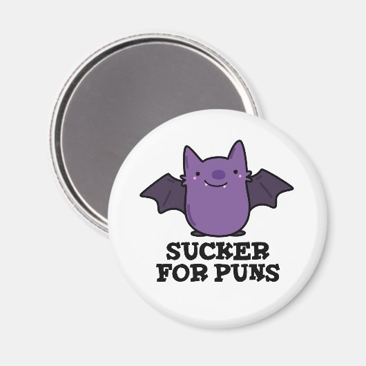 Sucker for Puns Funny Baby Bat Pun Magneet (Voorkant / Achterkant)