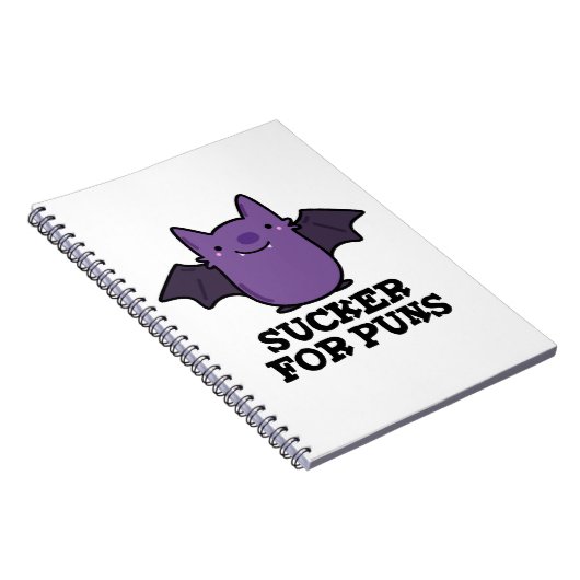 Sucker for Puns Funny Baby Bat Pun Notitieboek (Rechterzijde)