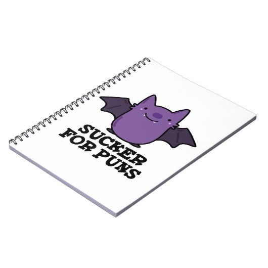 Sucker for Puns Funny Baby Bat Pun Notitieboek (Linkerzijde)