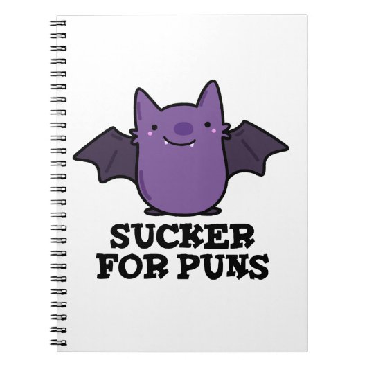 Sucker for Puns Funny Baby Bat Pun Notitieboek (Voorkant)