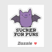 Sucker for Puns Funny Baby Bat Pun Sticker (Vel)