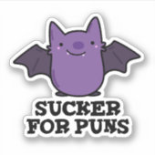 Sucker for Puns Funny Baby Bat Pun Sticker (Voorkant)