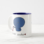 sucksshirtsmall, tweekleurige koffiemok (Voorkant links)