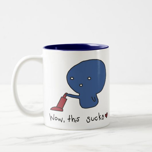 sucksshirtsmall, tweekleurige koffiemok (Links)