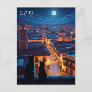 Sucre Bolivia katten nacht Briefkaart