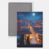 Sucre Bolivia katten nacht Magneet (Voorkant / Achterkant)