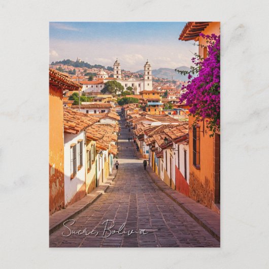 Sucre Bolivia Travel Waterverf Briefkaart (Voorkant)