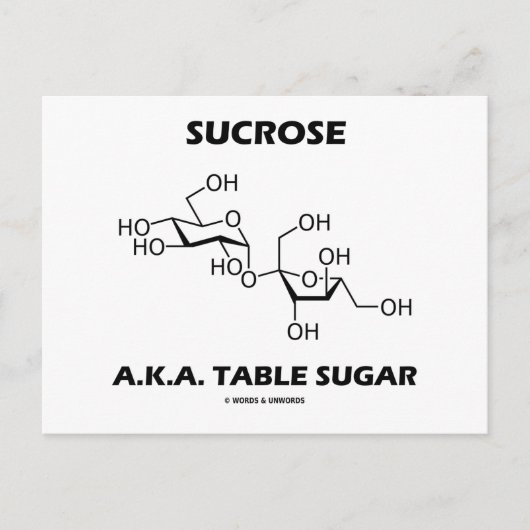 Sucrose, ook bekend als tafelsuiker (chemisch mole briefkaart (Voorkant)