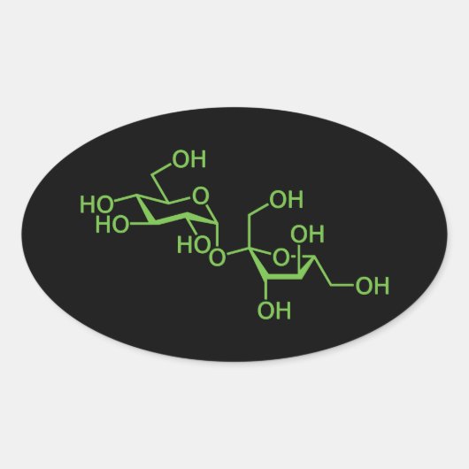 Sucrose Suiker Molecule Chemische Schema Ovale Sticker (Voorkant)