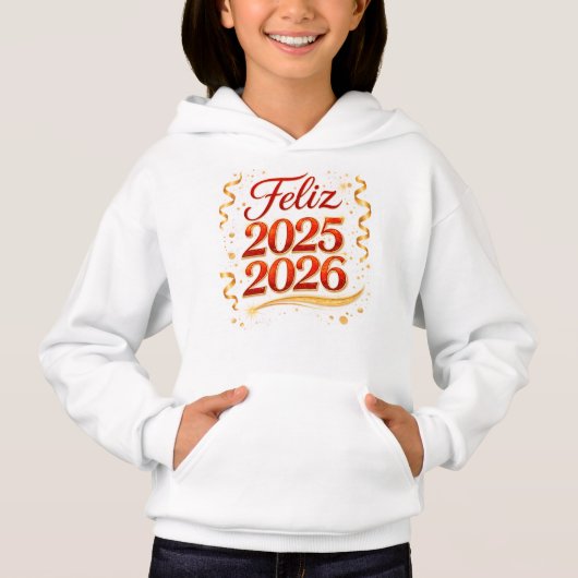 Sudadera con Capucha para Niña – Diseño “Feliz 202 (Voorkant)