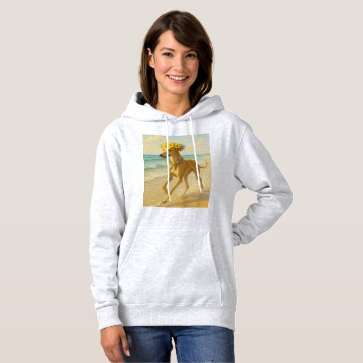 Sudadera Galgo en la playa estilo pintura Hoodie (Voorkant volledig)