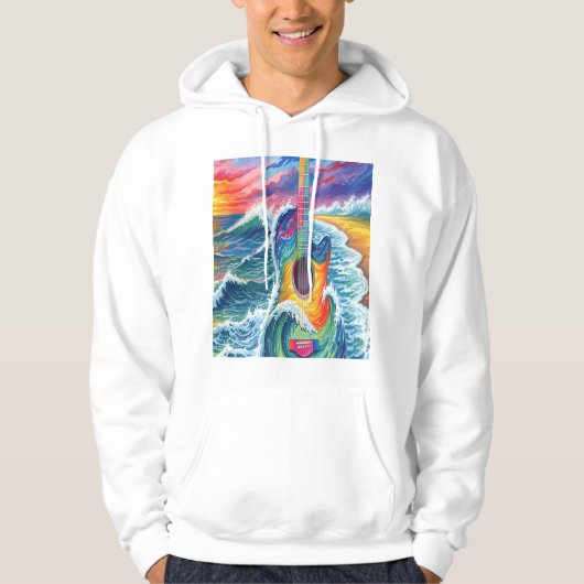 Sudadera guitarra en la playa  hoodie (Voorkant)